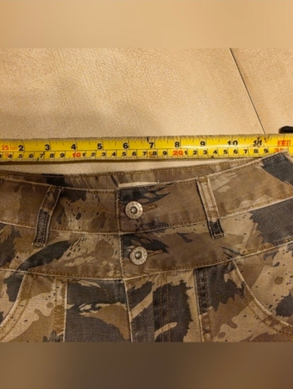POL Camo Raw Hem Mini Skirt | High Waisted Utility Grunge Boho. Size S. Cotton - Picture 8 of 13
